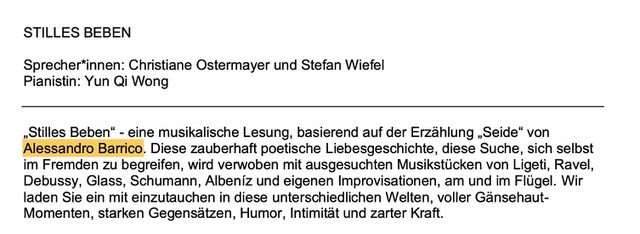 STILLES BEBEN - Pressematerial